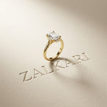 2.10 Ct Emerald Cut Moissanite Elegant Solitaire Ring for Women Gold