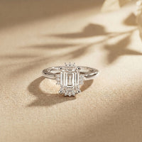 2.10 Ct Emerald Cut Moissanite Elegant Solitaire Ring for Women White