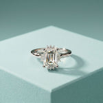 2.10 Ct Emerald Cut Moissanite Elegant Solitaire Ring for Women White