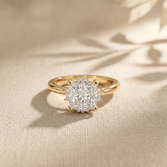 2.10 Ct Princess Cut Moissanite Refined Solitaire Ring for Women