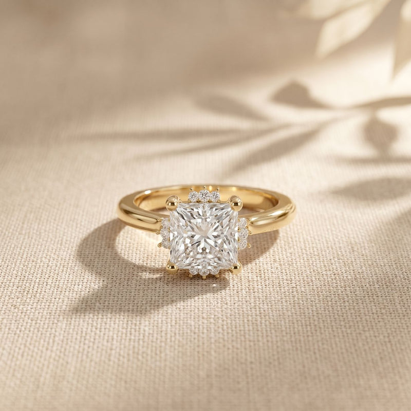 2.10 Ct Princess Cut Moissanite Refined Solitaire Ring for Women