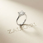2.10 Ct Princess Cut Moissanite Refined Solitaire Ring for Women