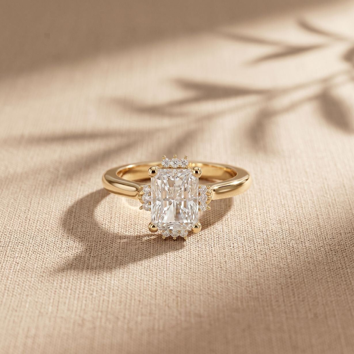 2.10 Ct Radiant Cut Moissanite Solitaire Engagement Ring Gold