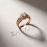 1.85 Ct Round Cut Moissanite Vintage Halo Ring for Women Rose Gold