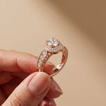 1.85 Ct Round Cut Moissanite Vintage Halo Ring for Women Rose Gold