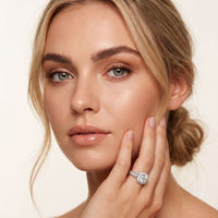 1.85 Ct Round Cut Moissanite Vintage Halo Ring for Women White