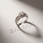 1.85 Ct Round Cut Moissanite Vintage Halo Ring for Women White