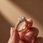 2.10 Ct Round Cut Moissanite Vintage Halo Engagement Ring for Women Rose Gold