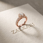 2.10 Ct Round Cut Moissanite Vintage Halo Engagement Ring for Women Rose Gold