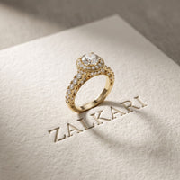 2.10 Ct Round Cut Moissanite Vintage Halo Engagement Ring for Women Gold