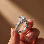 2.10 Ct Round Cut Moissanite Vintage Halo Engagement Ring for Women White