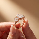 1.05 Ct Round Cut Moissanite Petal Cluster Ring for Women Rose Gold