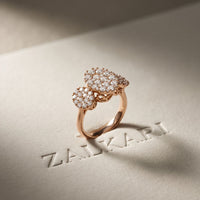 1.05 Ct Round Cut Moissanite Petal Cluster Ring for Women Rose Gold