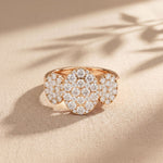 1.05 Ct Round Cut Moissanite Petal Cluster Ring for Women Rose Gold