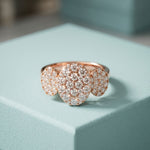 1.05 Ct Round Cut Moissanite Petal Cluster Ring for Women Rose Gold