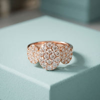 1.05 Ct Round Cut Moissanite Petal Cluster Ring for Women Rose Gold