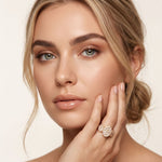 1.05 Ct Round Cut Moissanite Petal Cluster Ring for Women Rose Gold