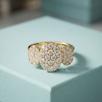 1.05 Ct Round Cut Moissanite Petal Cluster Ring for Women Gold