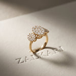1.05 Ct Round Cut Moissanite Petal Cluster Ring for Women Gold