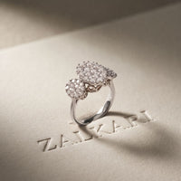 1.05 Ct Round Cut Moissanite Petal Cluster Ring for Women Gold