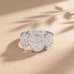 1.05 Ct Round Cut Moissanite Petal Cluster Ring for Women Gold
