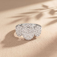 1.05 Ct Round Cut Moissanite Petal Cluster Ring for Women Gold