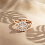 0.45 Ct Round Cut Moissanite Cluster Halo Solitaire Ring for Women Rose Gold