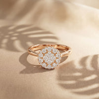 0.45 Ct Round Cut Moissanite Cluster Halo Solitaire Ring for Women Rose Gold