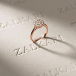 0.45 Ct Round Cut Moissanite Cluster Halo Solitaire Ring for Women Rose Gold