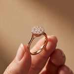 0.45 Ct Round Cut Moissanite Cluster Halo Solitaire Ring for Women Rose Gold