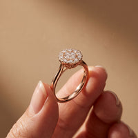 0.45 Ct Round Cut Moissanite Cluster Halo Solitaire Ring for Women Rose Gold