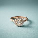 0.45 Ct Round Cut Moissanite Cluster Halo Solitaire Ring for Women Rose Gold