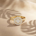 0.45 Ct Round Cut Moissanite Cluster Halo Solitaire Ring for Women Gold