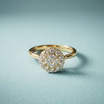 0.45 Ct Round Cut Moissanite Cluster Halo Solitaire Ring for Women Gold