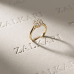 0.45 Ct Round Cut Moissanite Cluster Halo Solitaire Ring for Women Gold