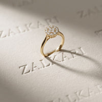 0.45 Ct Round Cut Moissanite Cluster Halo Solitaire Ring for Women Gold