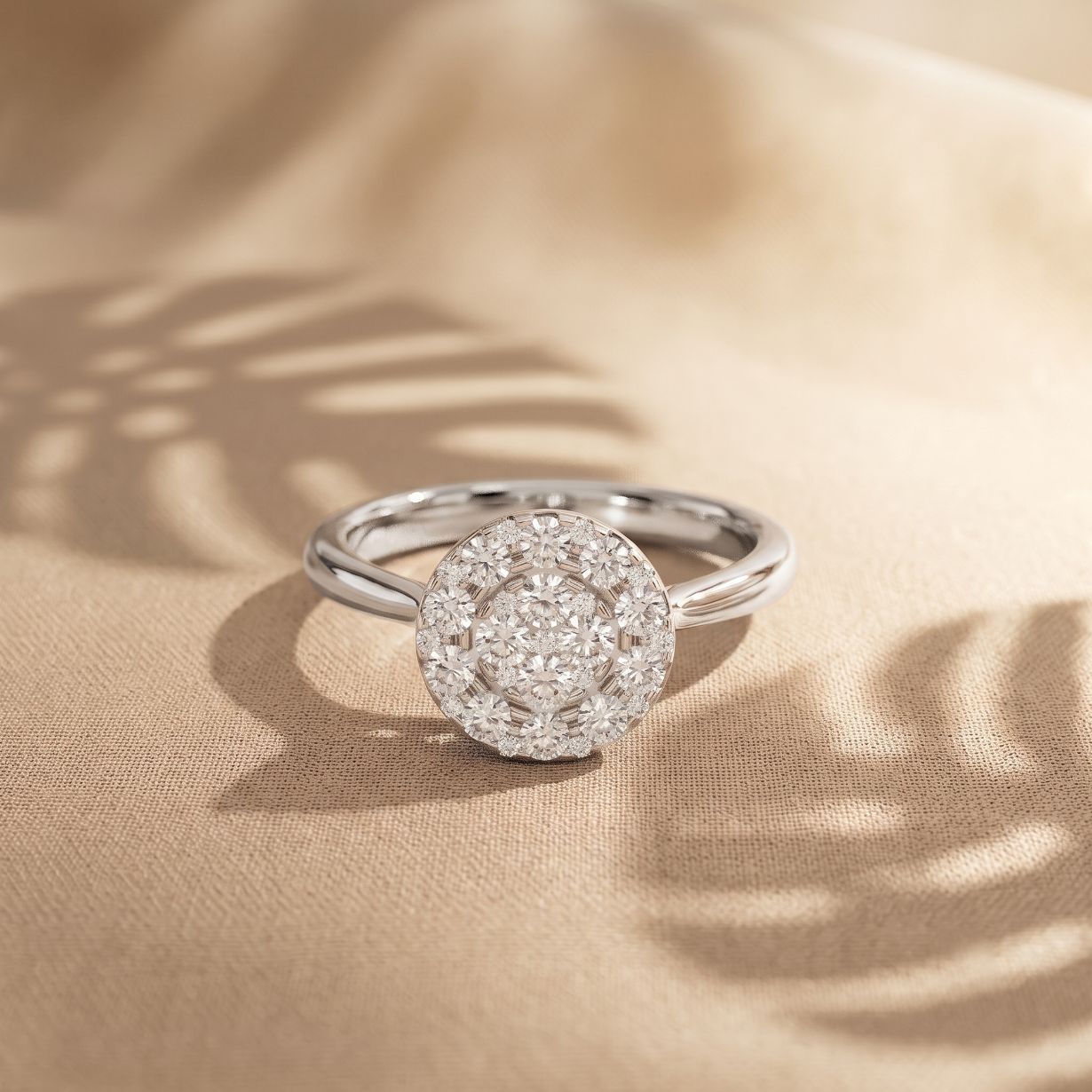 0.45 Ct Round Cut Moissanite Cluster Halo Solitaire Ring for Women White