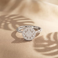 0.45 Ct Round Cut Moissanite Cluster Halo Solitaire Ring for Women White