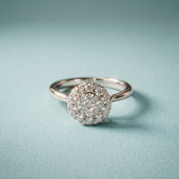 0.45 Ct Round Cut Moissanite Cluster Halo Solitaire Ring for Women White