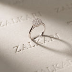 0.45 Ct Round Cut Moissanite Cluster Halo Solitaire Ring for Women White