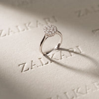 0.45 Ct Round Cut Moissanite Cluster Halo Solitaire Ring for Women White
