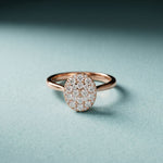0.55 Ct Round Cut Moissanite Pavé Cluster Solitaire Ring for Women Rose Gold