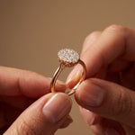 0.55 Ct Round Cut Moissanite Pavé Cluster Solitaire Ring for Women Rose Gold
