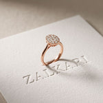 0.55 Ct Round Cut Moissanite Pavé Cluster Solitaire Ring for Women Rose Gold