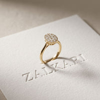 0.55 Ct Round Cut Moissanite Pavé Cluster Solitaire Ring for Women Gold
