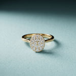 0.55 Ct Round Cut Moissanite Pavé Cluster Solitaire Ring for Women Gold