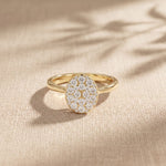 0.55 Ct Round Cut Moissanite Pavé Cluster Solitaire Ring for Women Gold