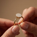 0.55 Ct Round Cut Moissanite Pavé Cluster Solitaire Ring for Women Gold