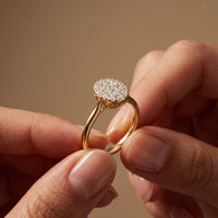 0.55 Ct Round Cut Moissanite Pavé Cluster Solitaire Ring for Women Gold