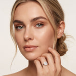 0.55 Ct Round Cut Moissanite Pavé Cluster Solitaire Ring for Women White